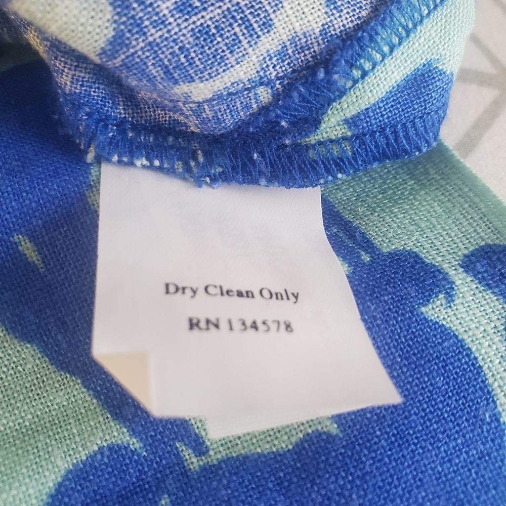 Vineyard Vines Sz S linen/viscose embroidered neck "PARROT"🦜 print c-up blouse - Picture 9 of 10